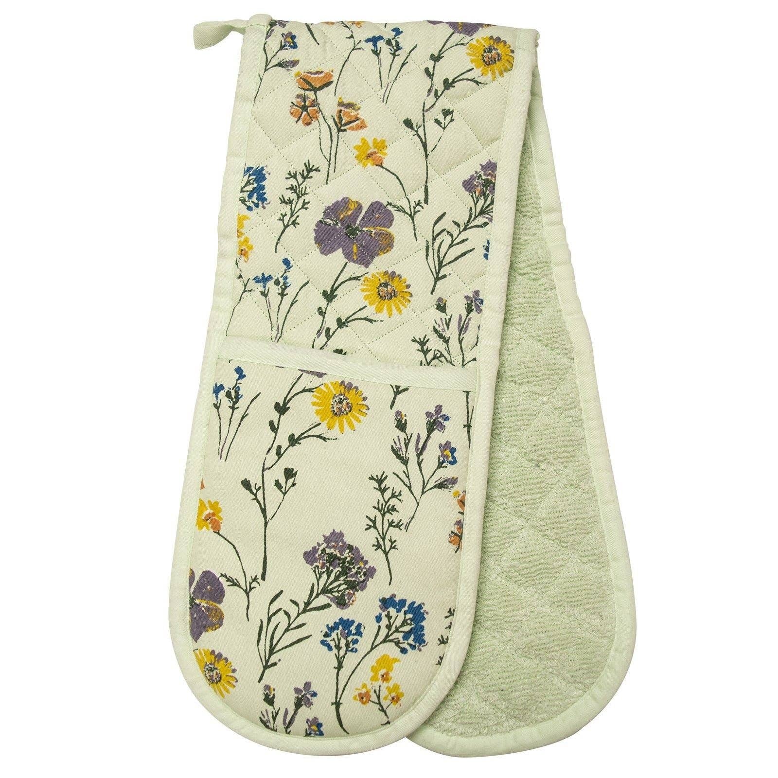 Pressed Flowers Double Oven Gloves