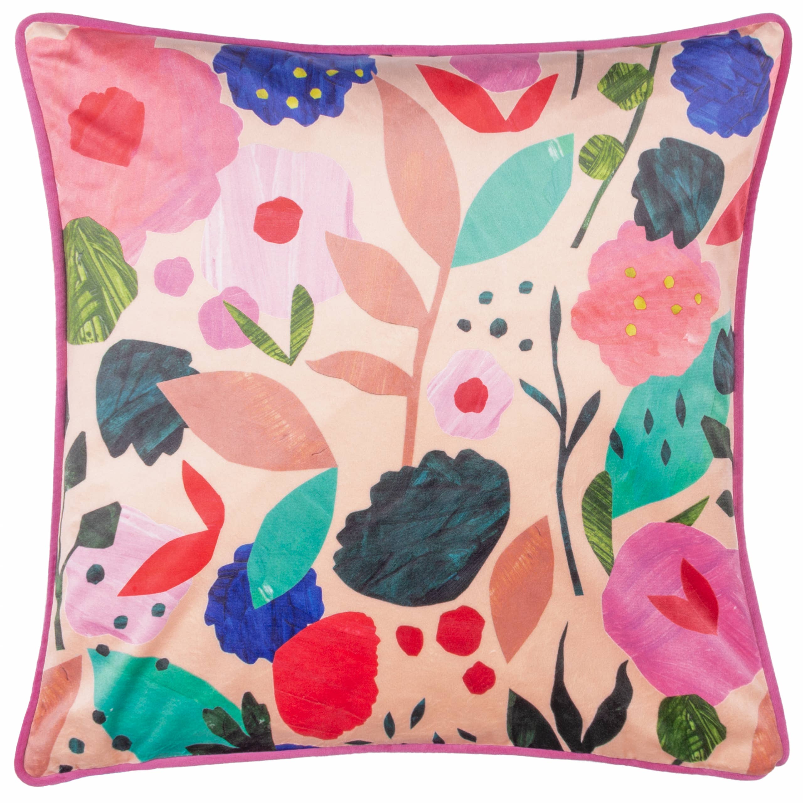 Floral Collage Illustrated Cushion (43 x 43 cm)
