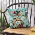 Midnight Garden Birds Outdoor Cushion Aqua (43 x 43 cm)