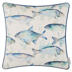 Ives Waters Printed Piped Cushion Cobalt (50 x 50 cm) (Feather Filled)