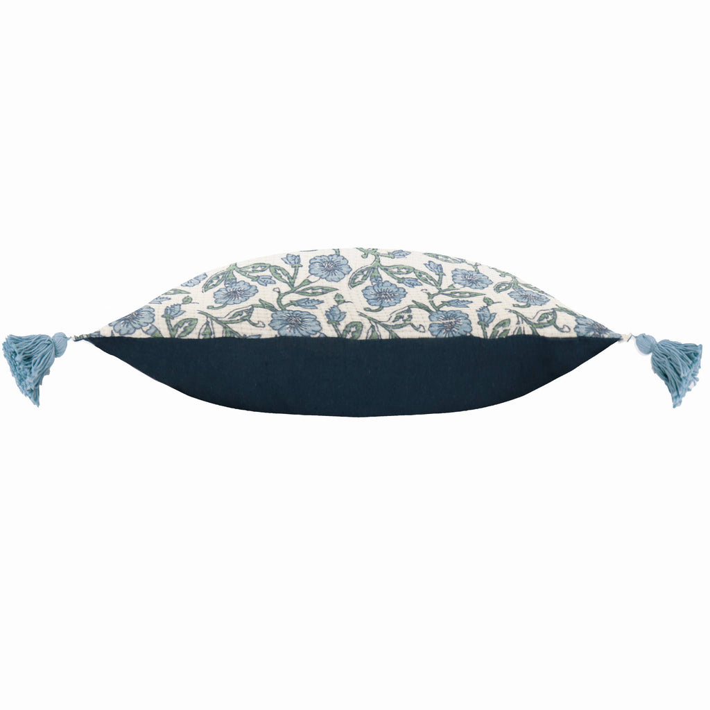 Delphine Floral Tasselled Cushion Delph Blue (40 x 60 cm)