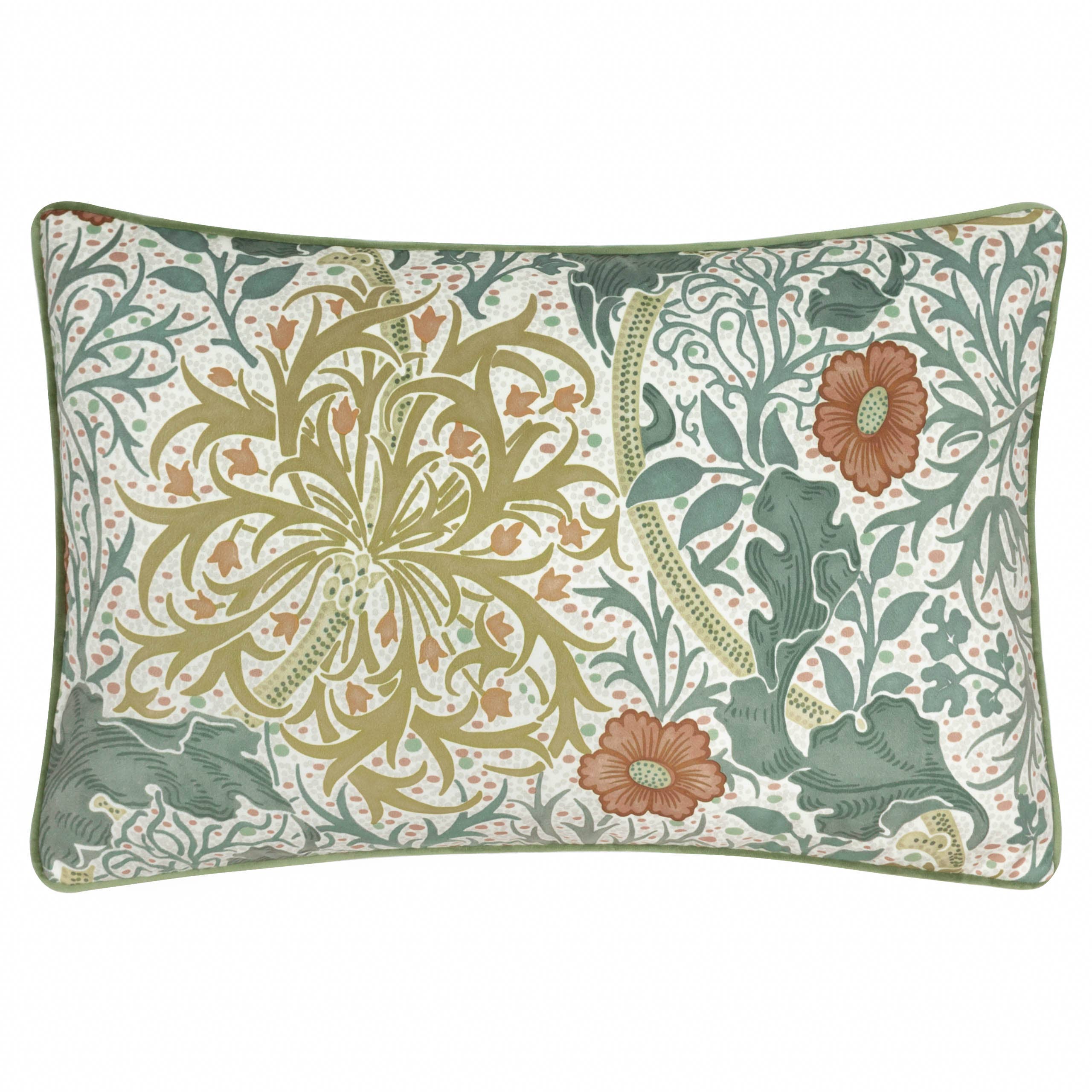 Seaweed Printed Velvet Cushion Stone / Sunflower (40 x 60 cm)