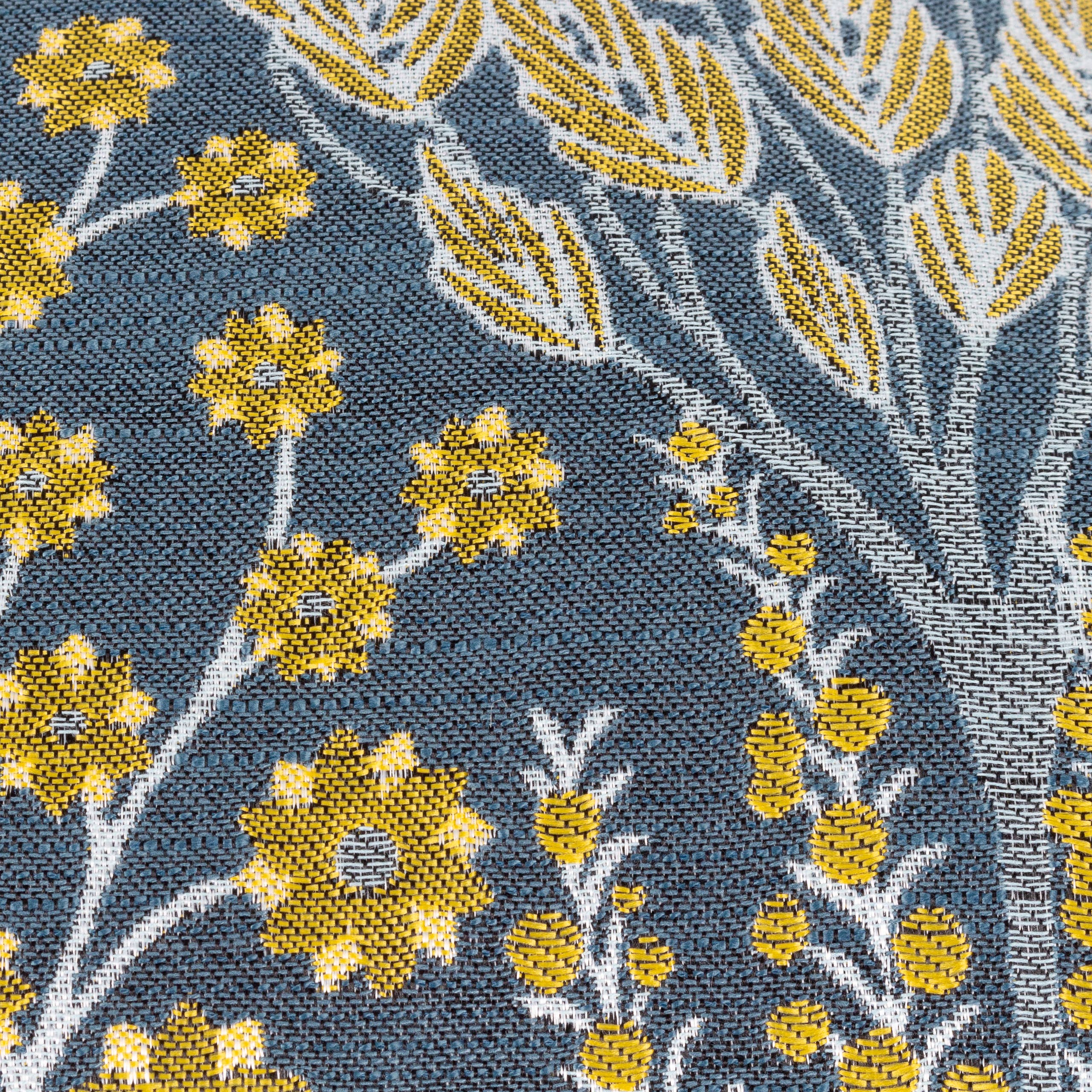 Ophelia Floral Jacquard Cushion Blue/Saffron (50 x 50 cm)