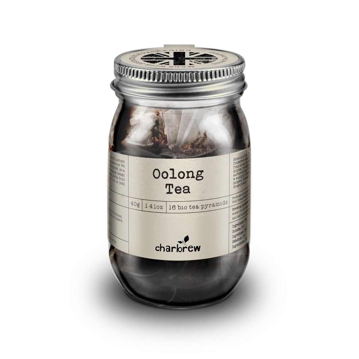 Oolong Tea in Mason Jar - 16 Biodegradable Pyramid Bags