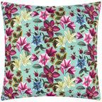 Midnight Garden Birds Outdoor Cushion Aqua (43 x 43 cm)