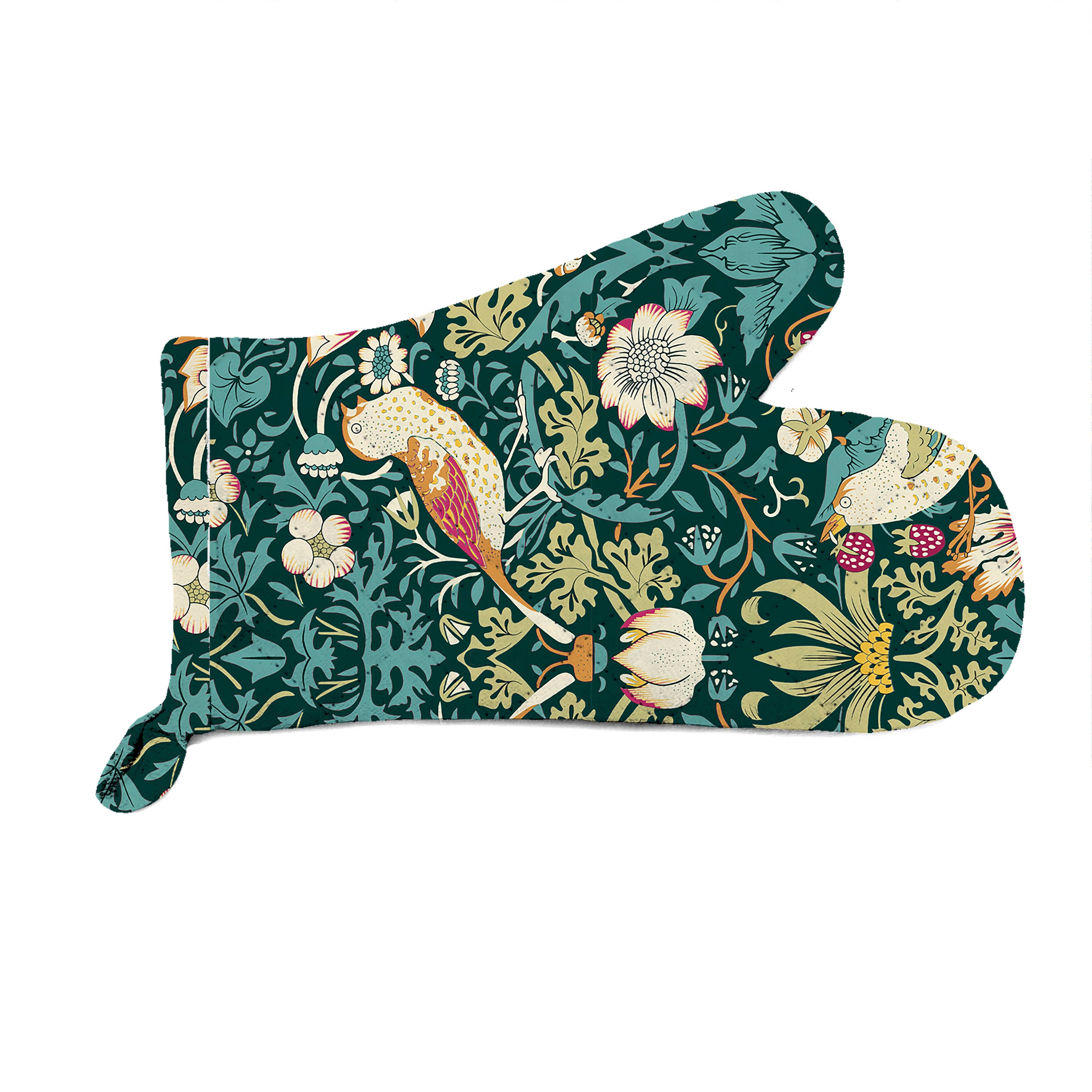 Strawberry Thief Green Single Oven Mitt