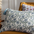 Delphine Floral Tasselled Cushion Delph Blue (40 x 60 cm)