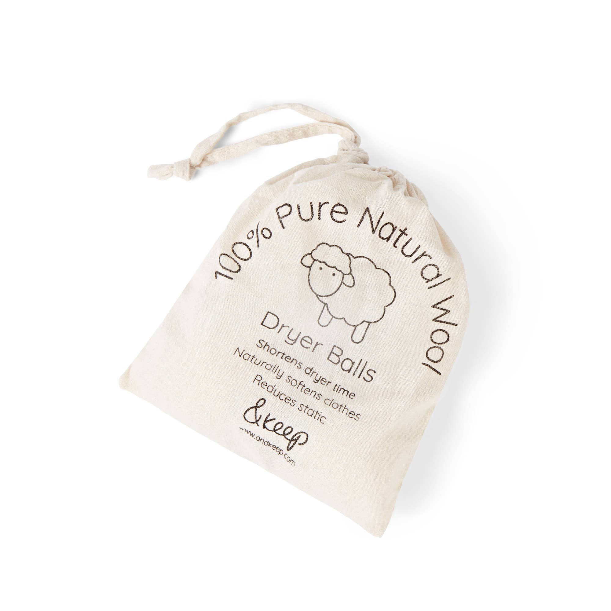 &Keep Wool Dryer Balls (Sheep - Set of 3 & Bag)