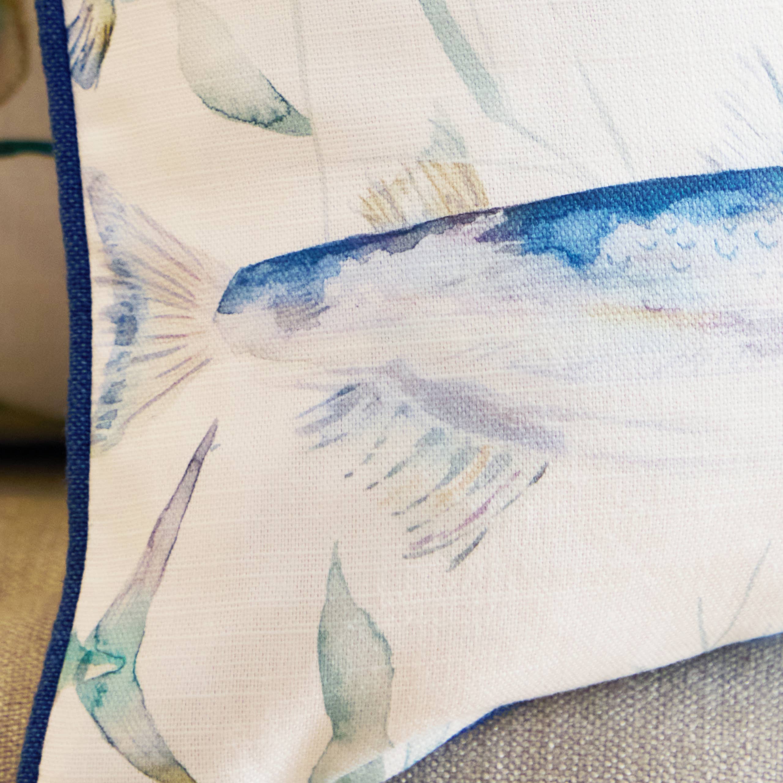 Ives Waters Printed Piped Cushion Cobalt (50 x 50 cm) (Feather Filled)