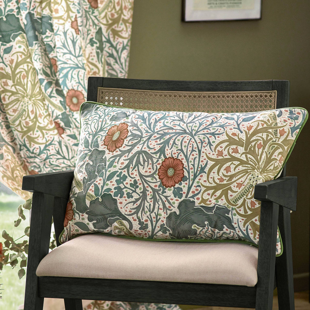 Seaweed Printed Velvet Cushion Stone / Sunflower (40 x 60 cm)