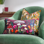 Wild Garden Mushroom Repeat Cushion Gold (43 x 43 cm)