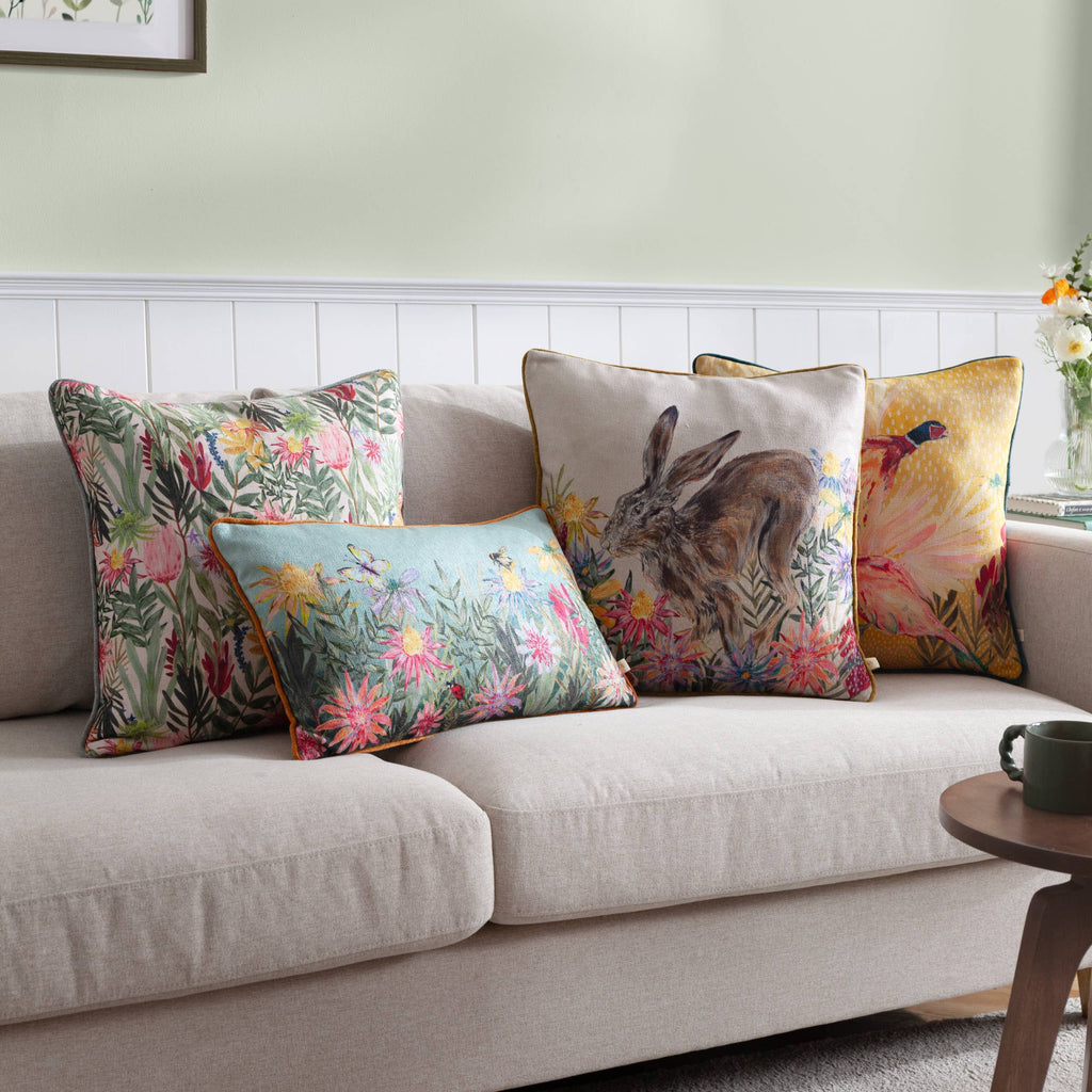 Country Wilds Blossom Meadow Printed Cushion Sky Blue (30 x 50 cm)