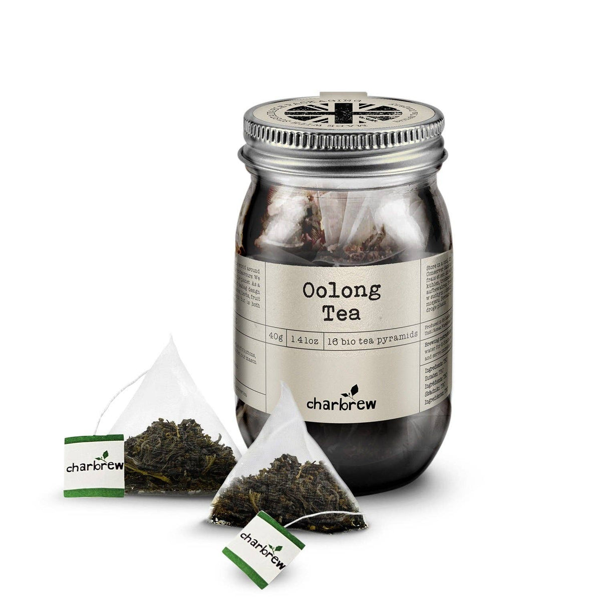 Oolong Tea in Mason Jar - 16 Biodegradable Pyramid Bags