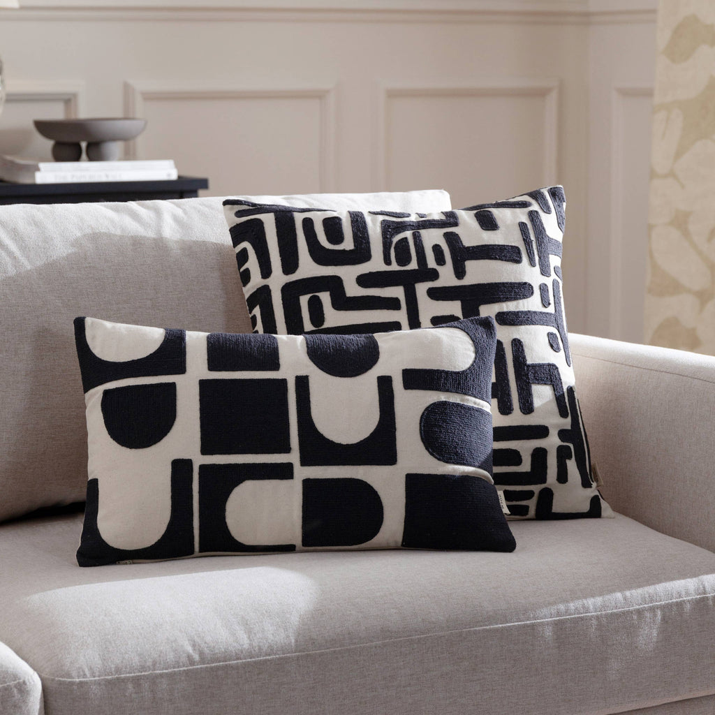 Brooke Embroidered Cotton Cushion Mono (45 x 45 cm)