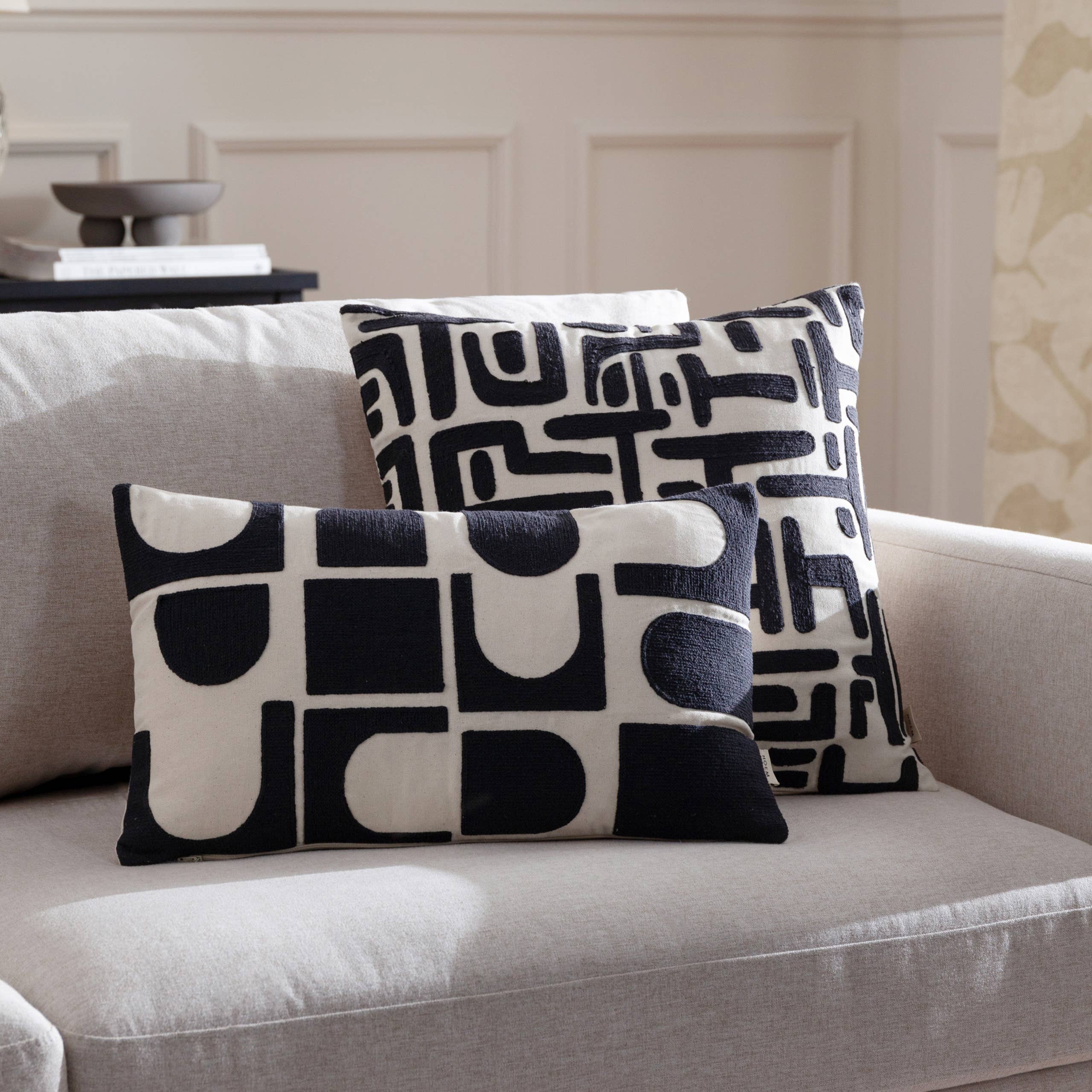 Brooke Embroidered Cotton Cushion Mono (45 x 45 cm)