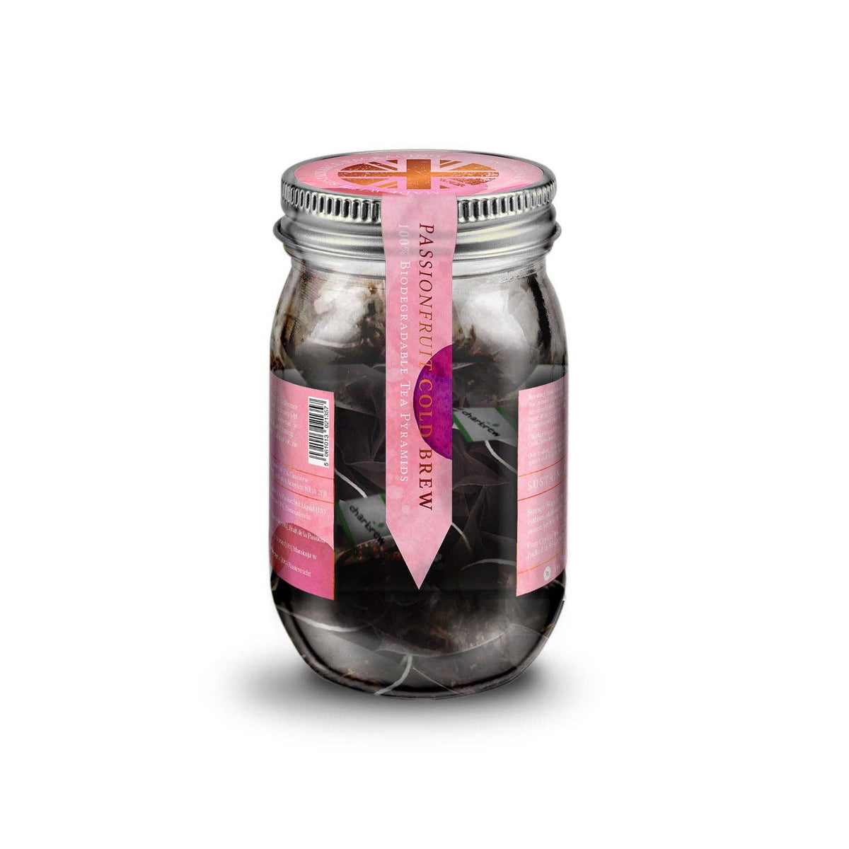Passionfruit Cold Brew Tea Bags Mason Jar - 16 Biodegradable Pyramid Bags