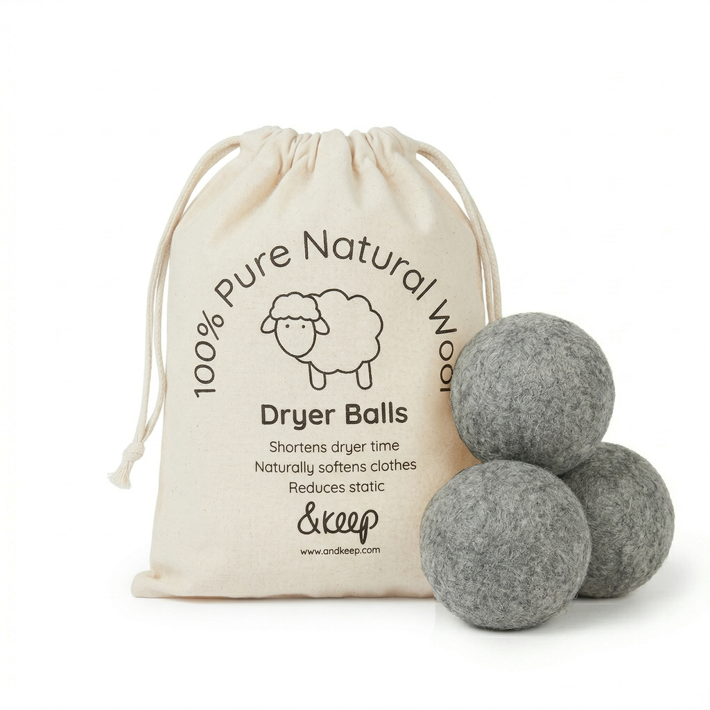 &Keep Wool Dryer Balls (Grey - Set of 3 & Bag)