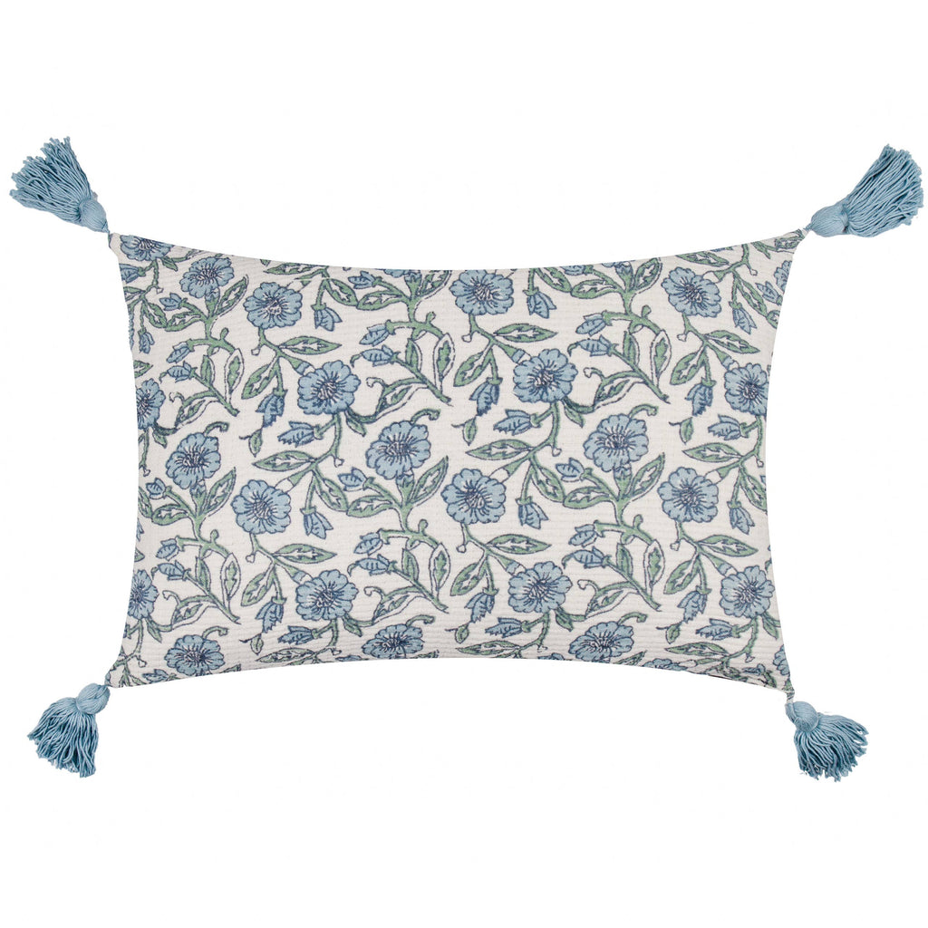 Delphine Floral Tasselled Cushion Delph Blue (40 x 60 cm)