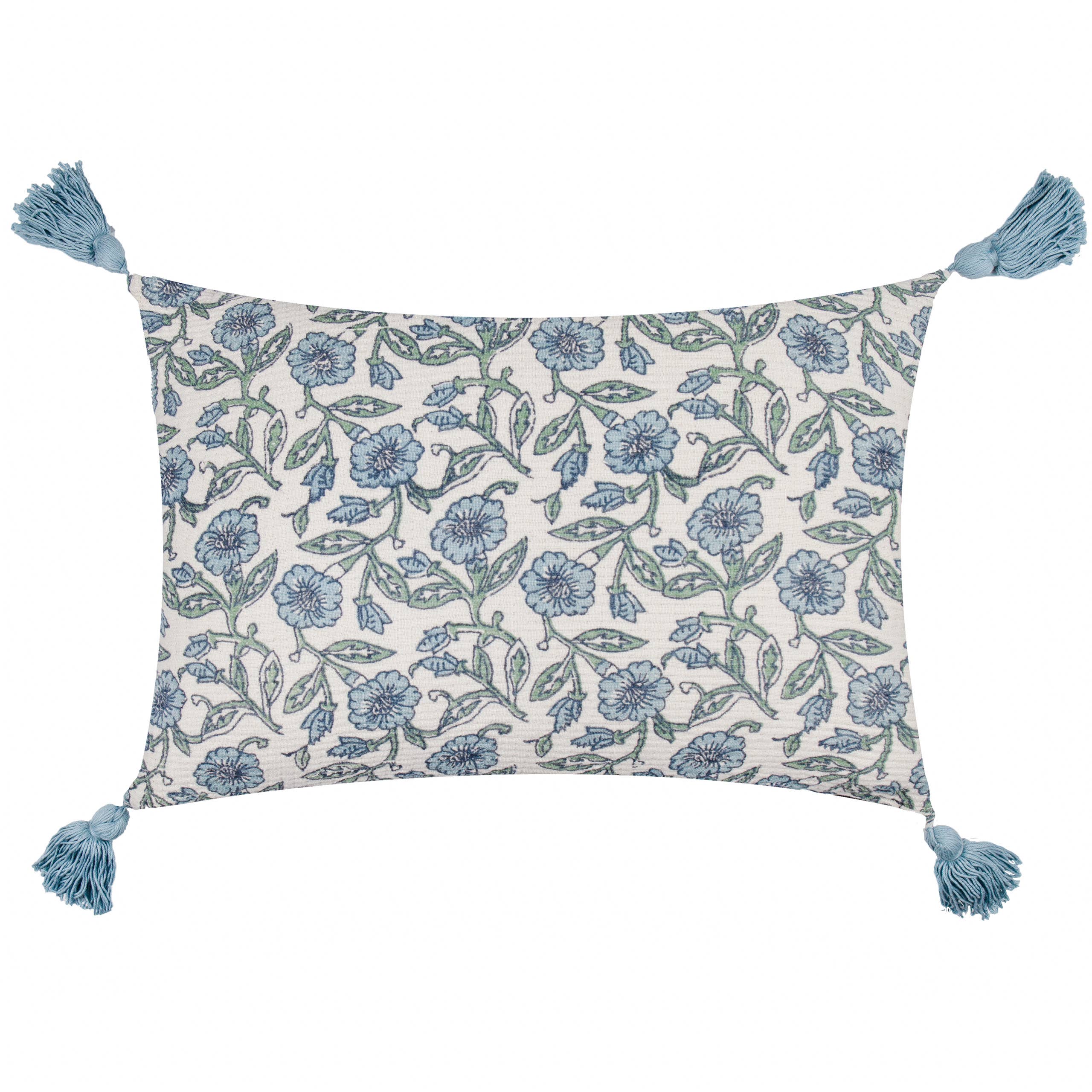 Delphine Floral Tasselled Cushion Delph Blue (40 x 60 cm)