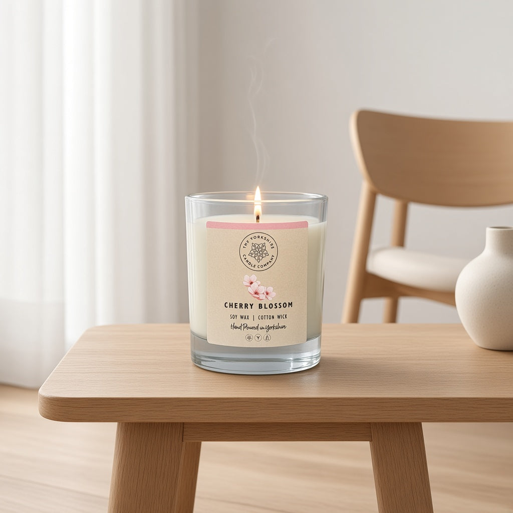 Cherry Blossom Glass Tumbler | Scented Candle | Soy Wax