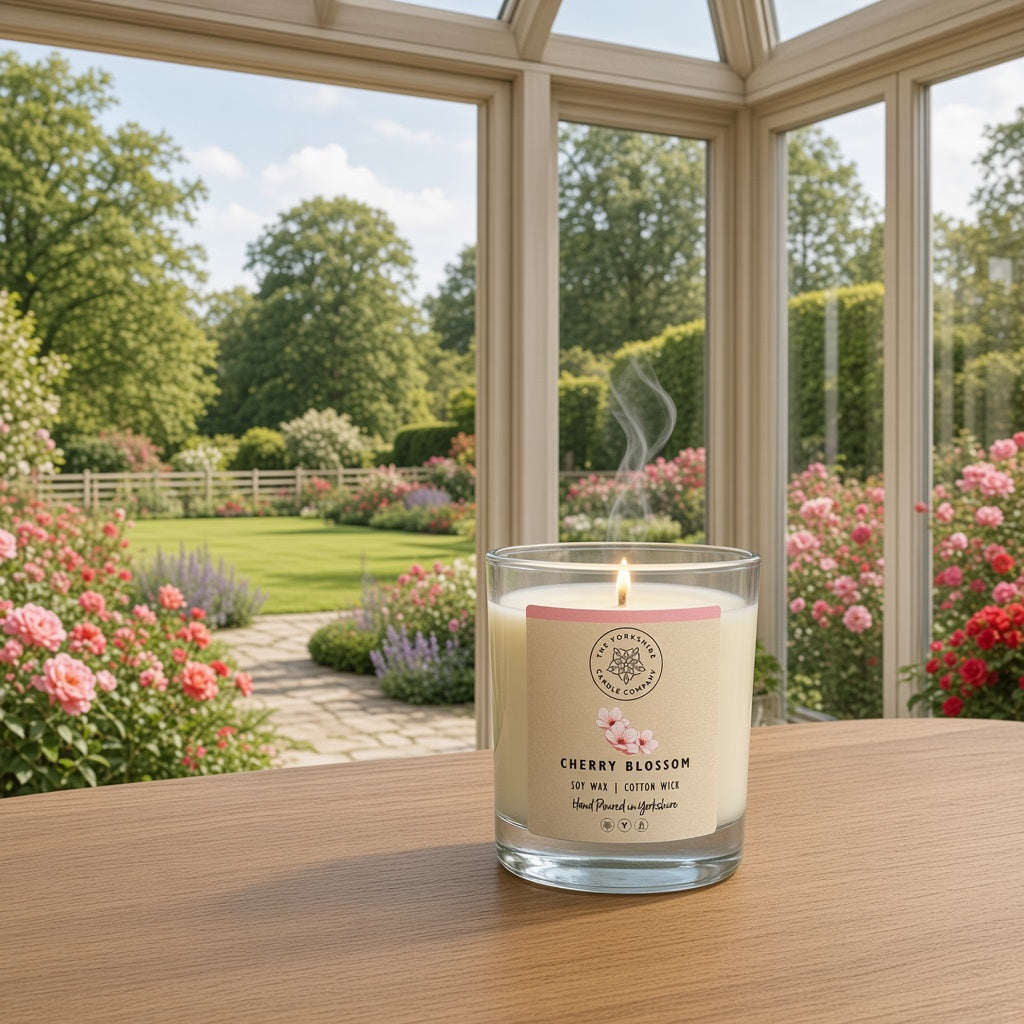 Cherry Blossom Glass Tumbler | Scented Candle | Soy Wax