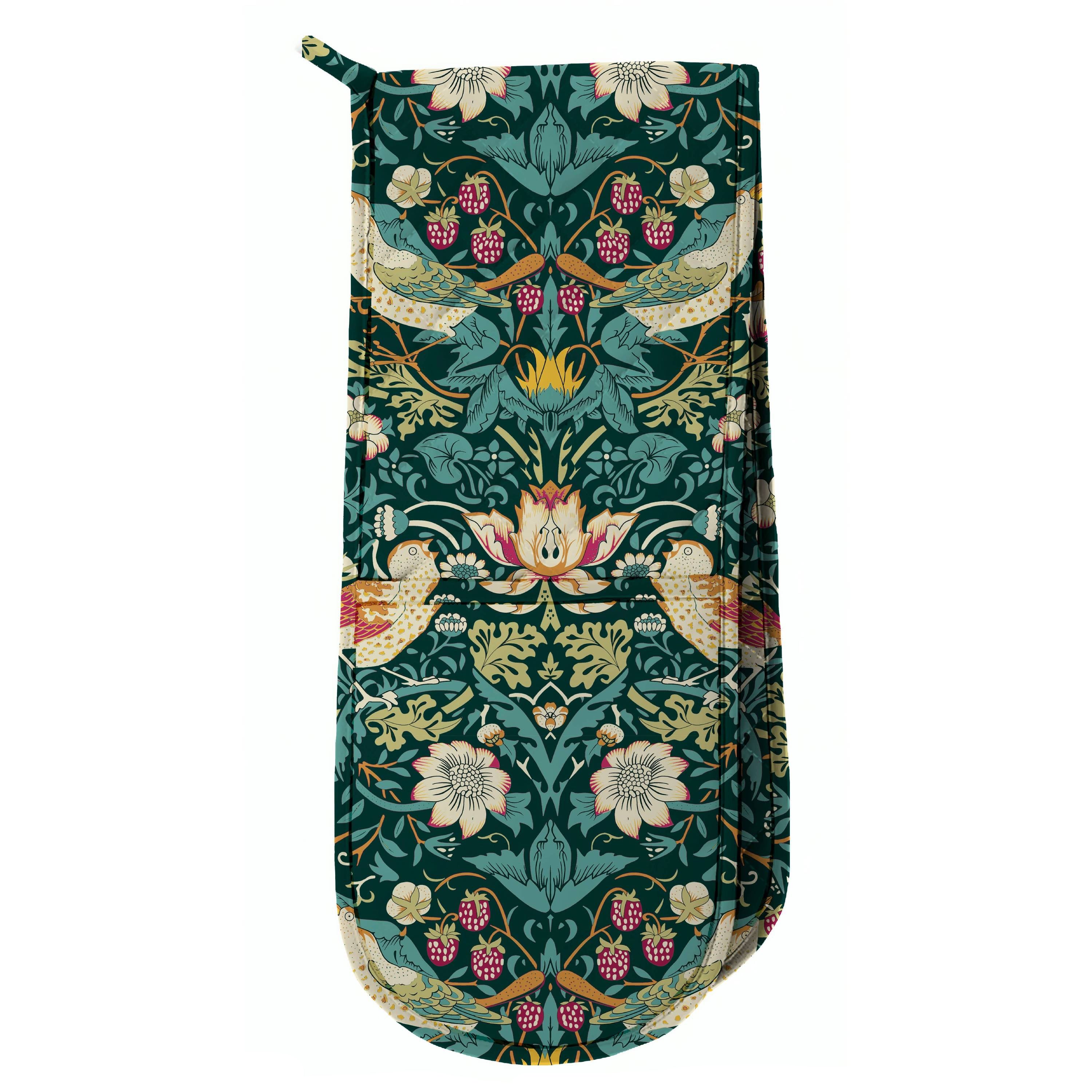 Strawberry Thief Green Double Oven Glove