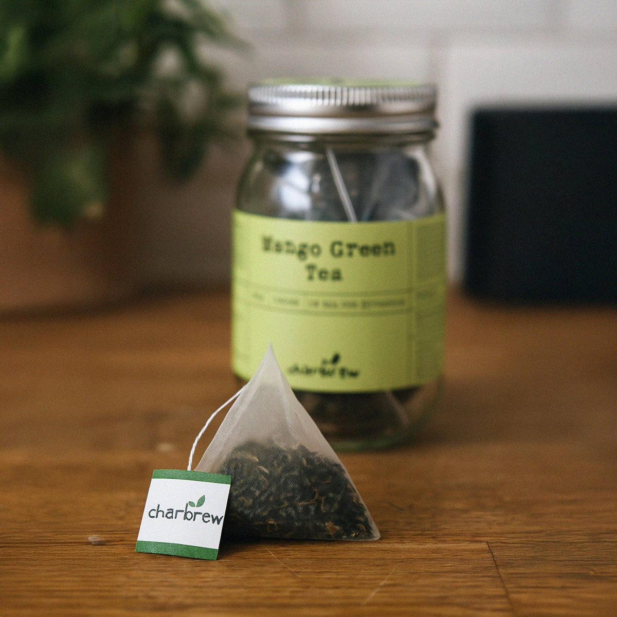 Mango Green Tea in Mason Jar  - 16 Biodegradable Pyramid Bags