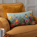 Country Wilds Blossom Meadow Printed Cushion Sky Blue (30 x 50 cm)