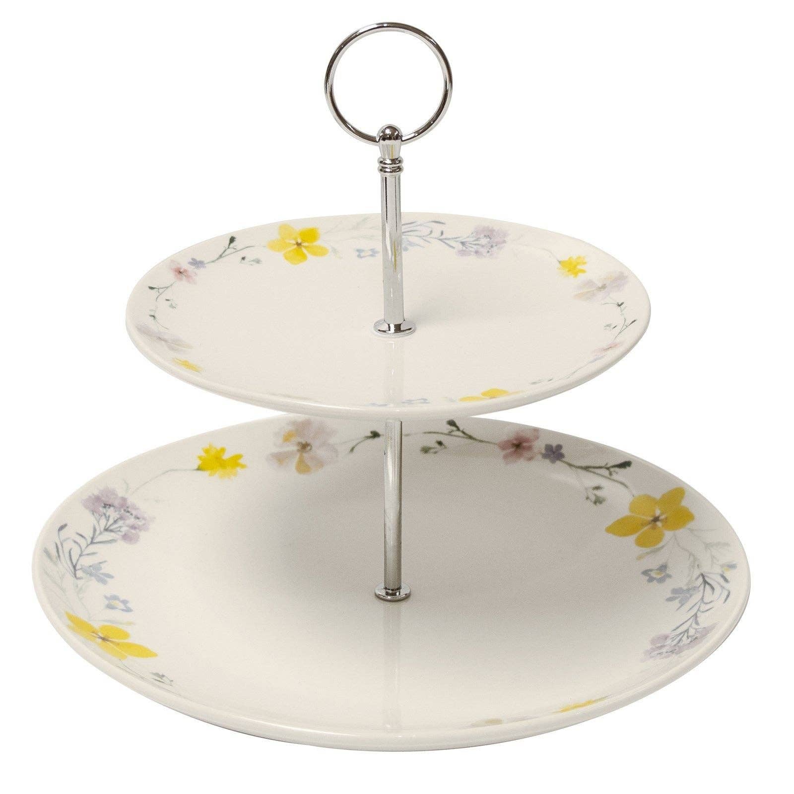 Pressed Flowers 2 Tier Cake Stand