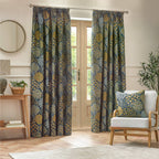 Ophelia Floral Jacquard Cushion Blue/Saffron (50 x 50 cm)
