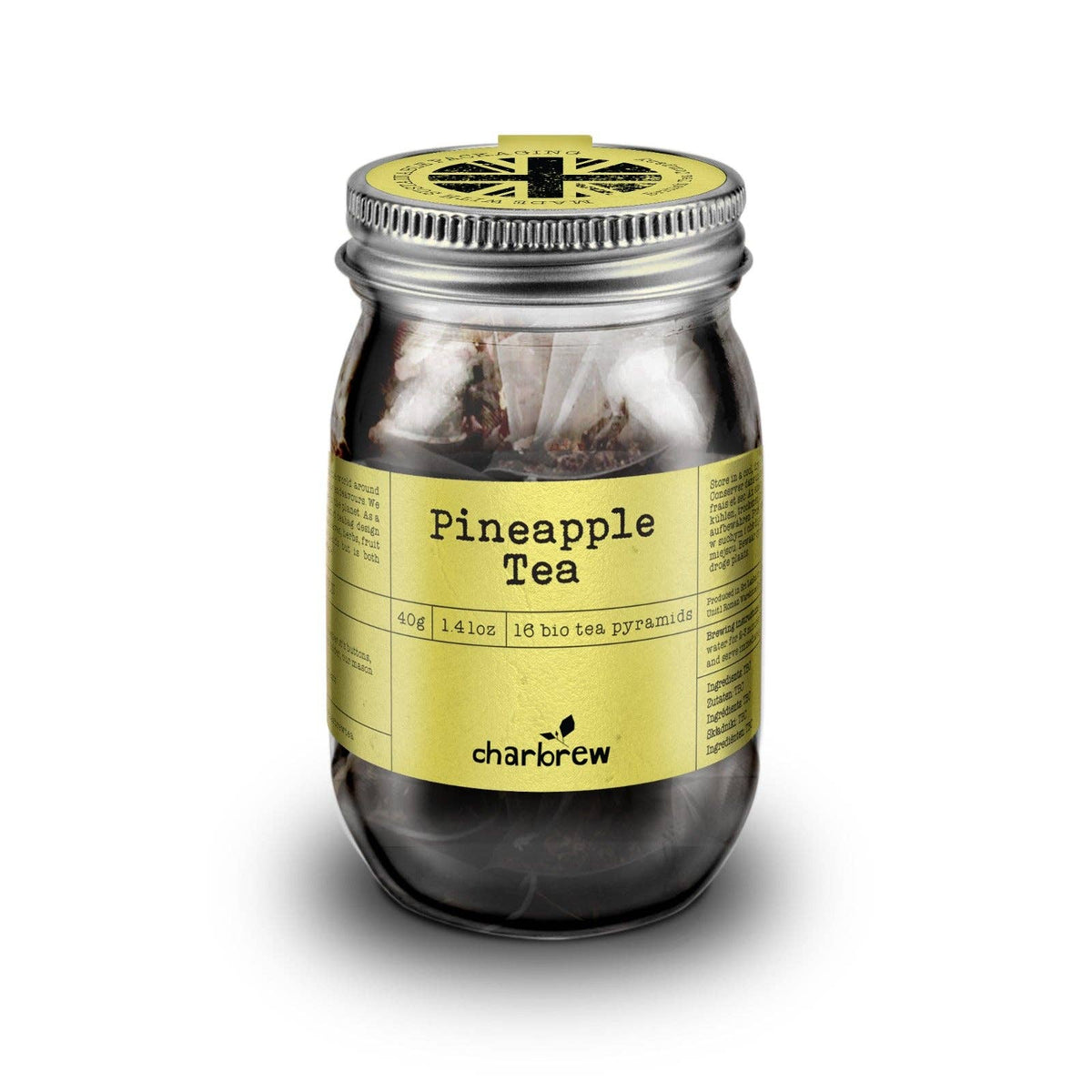 Pineapple Tea in Mason Jar - 16 Biodegradable Pyramid Bags