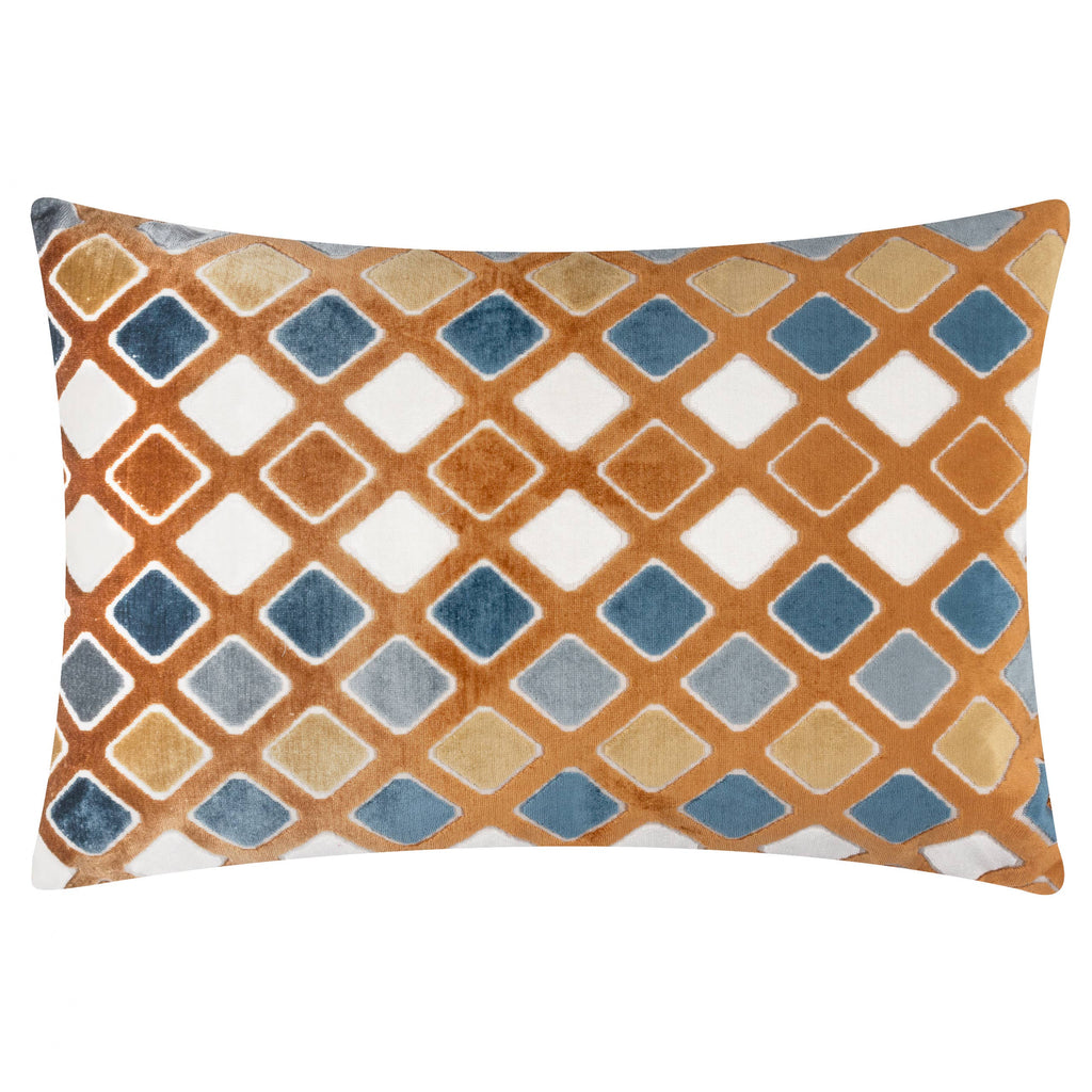 Metro Diamond Velvet Cushion Ginger (40 x 60 cm)