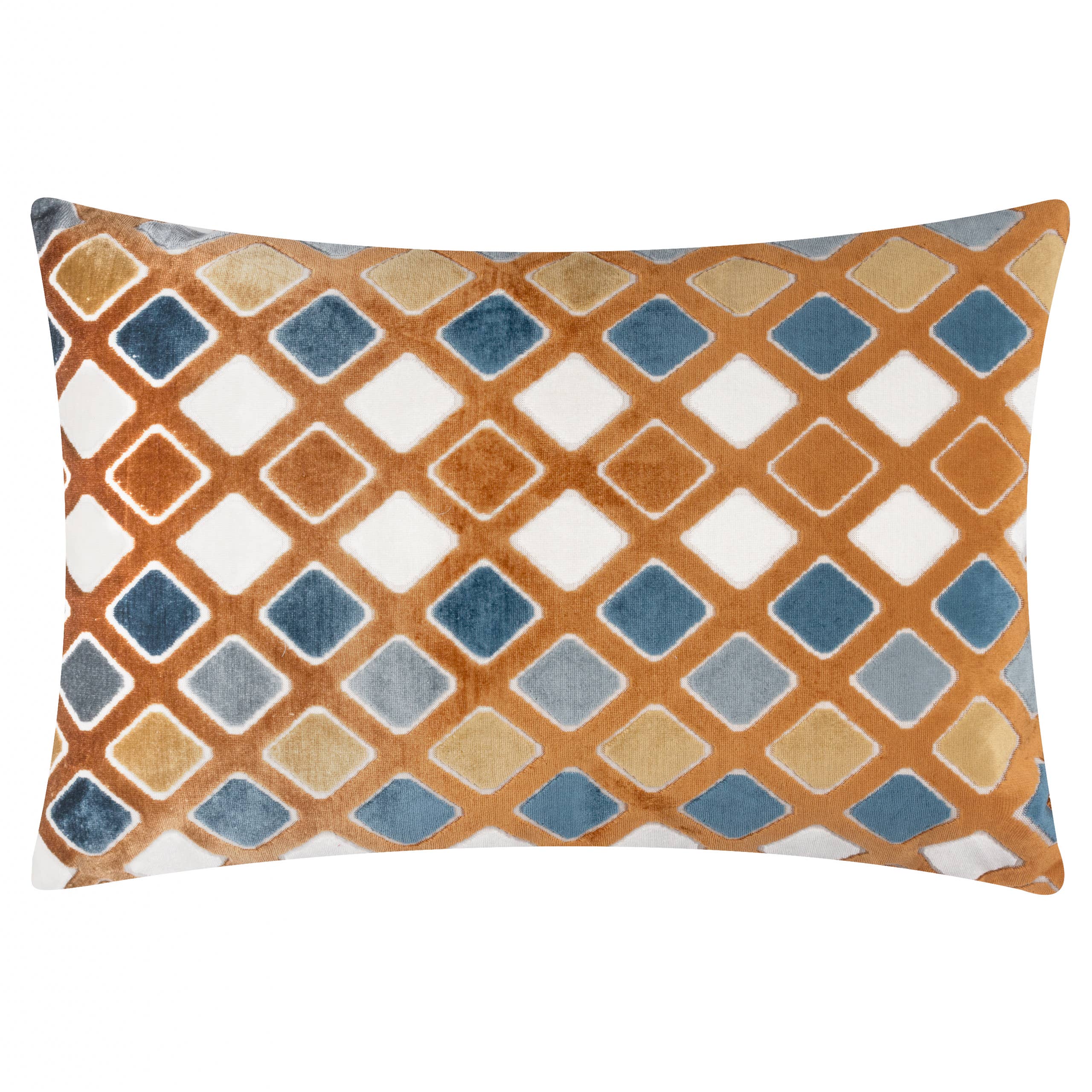 Metro Diamond Velvet Cushion Ginger (40 x 60 cm)