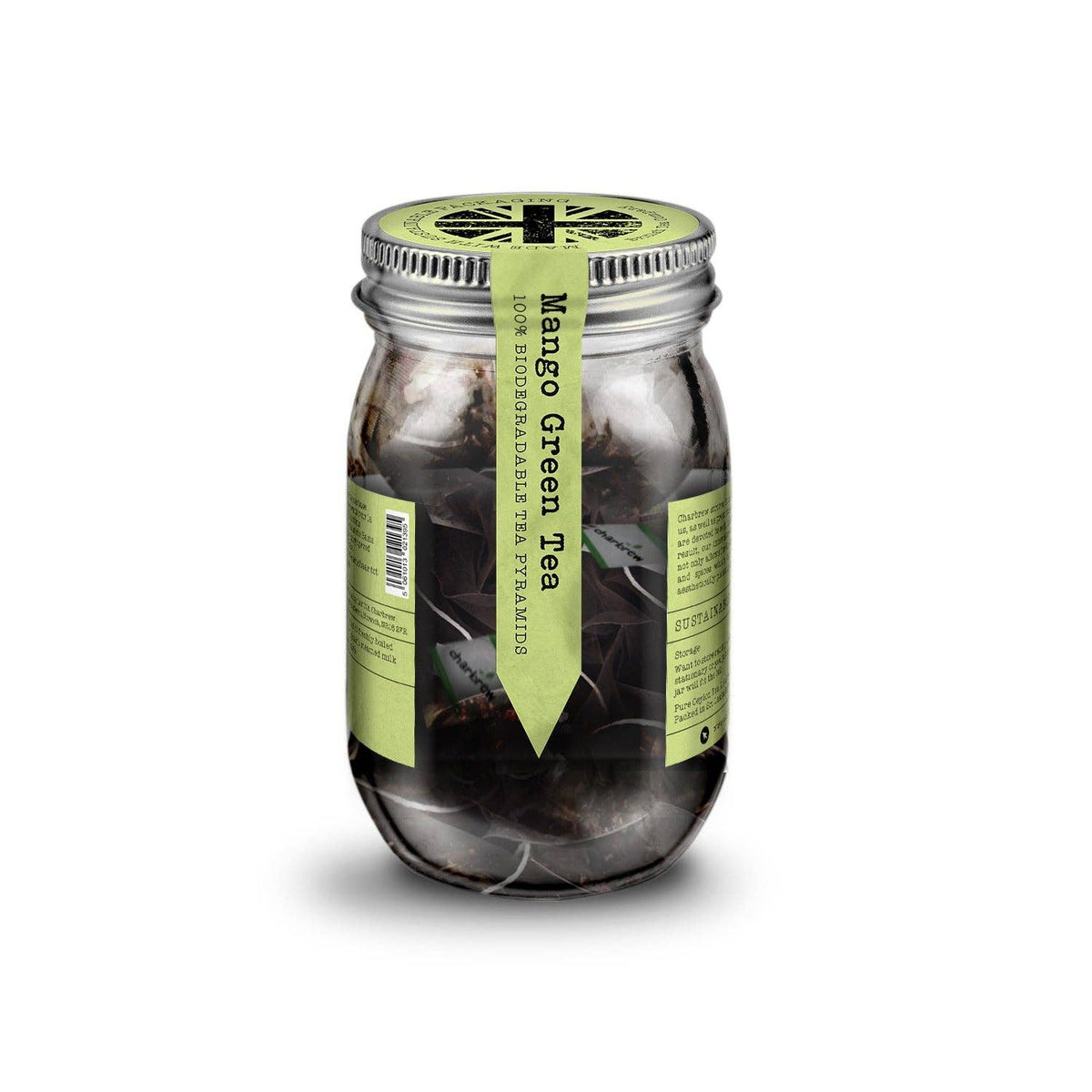 Mango Green Tea in Mason Jar  - 16 Biodegradable Pyramid Bags
