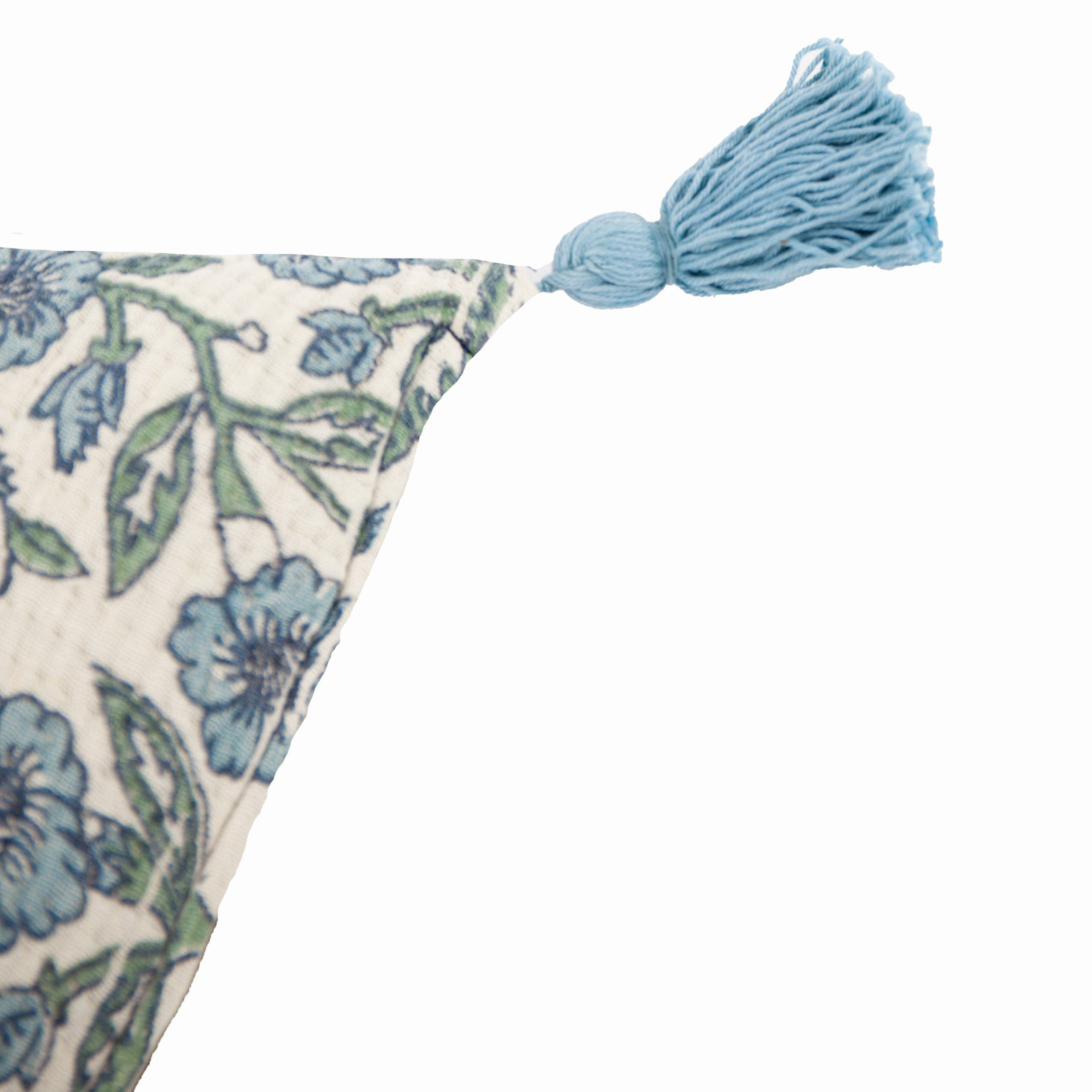 Delphine Floral Tasselled Cushion Delph Blue (40 x 60 cm)