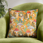 Wild Garden Mushroom Repeat Cushion Gold (43 x 43 cm)