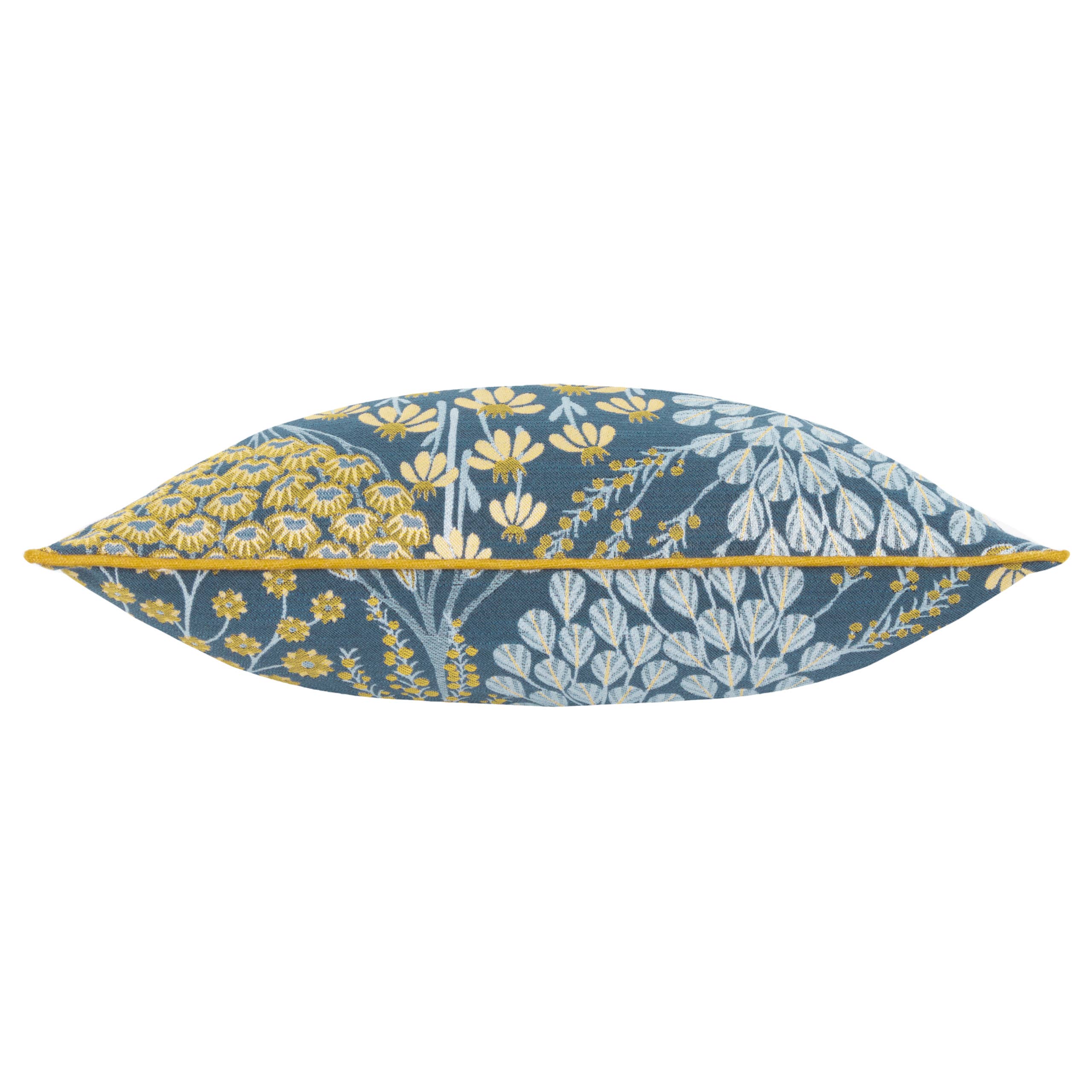 Ophelia Floral Jacquard Cushion Blue/Saffron (50 x 50 cm)