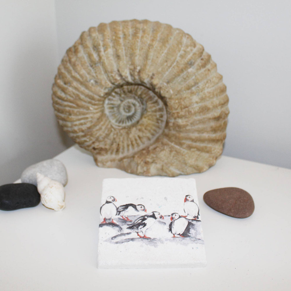 Meg Hawkins Puffin Group Stone Coaster